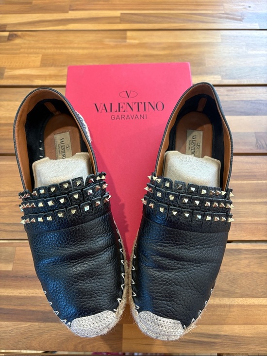 Valentino Garavani Shoes - Valentino Garavani Black Studded Leather Espadrilles 40 / 9 Womens